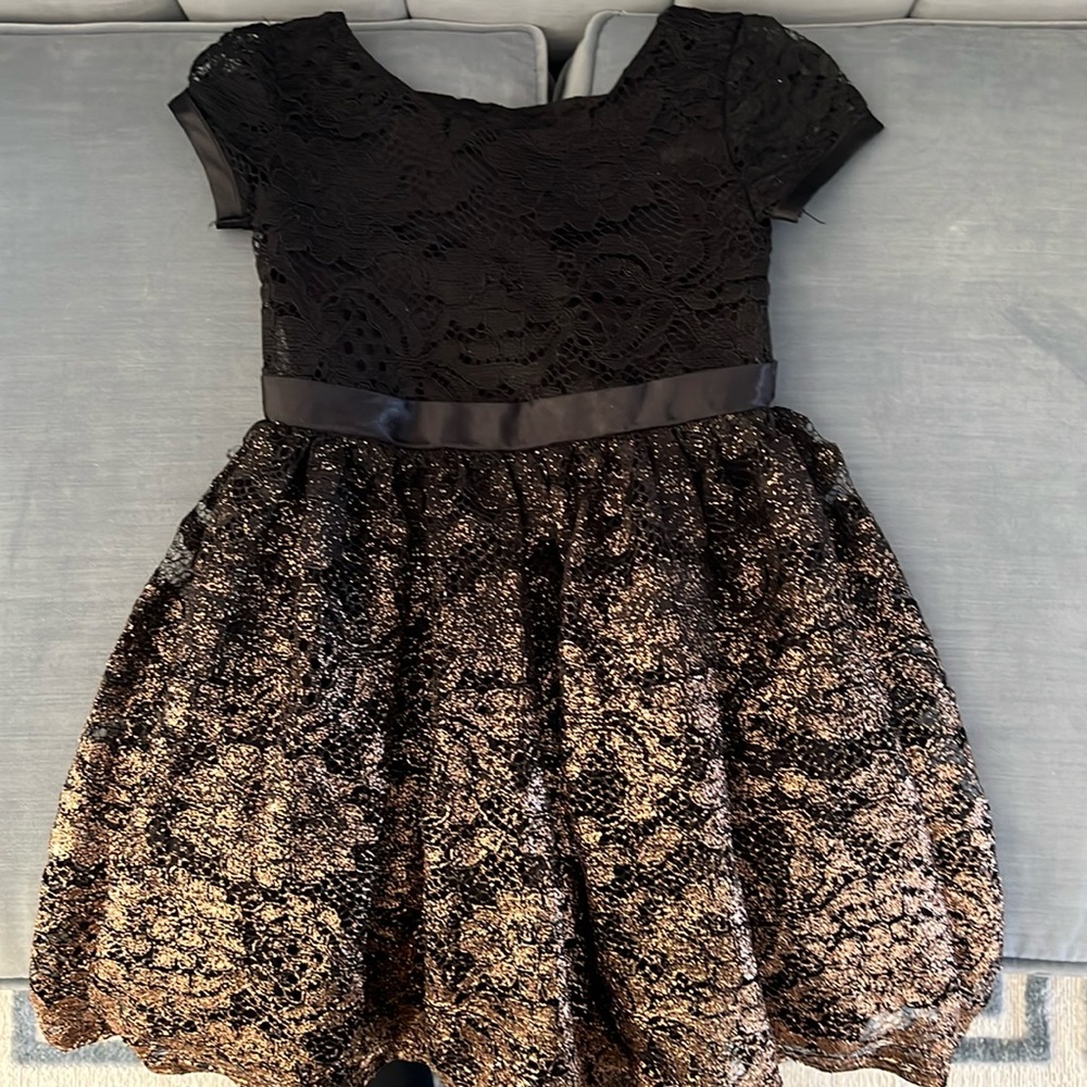 Little Angels black and rose gold dress size 4
